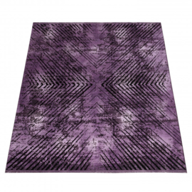 Vloerkleed VKW Grafisch Modern 'Viscose Look' Lilac/Zwart