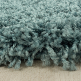 Vloerkleed VKW Hoogpolig Shaggy 'Gingerlynn' Aqua Rond