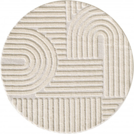 Vloerkleed VKW Scandinavisch 3D Effect 'Logit' Crème Rond