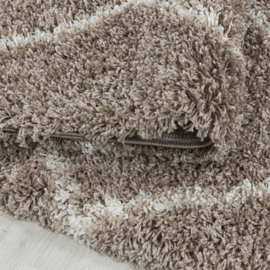 Vloerkleed VKW Hoogpolig Shaggy 'Elesta' Beige Rond