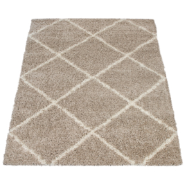 Vloerkleed VKW Scandinavisch Hoogpolig 'Lux Lines' Beige