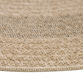 Vloerkleed VKW Outdoor/Indoor 'Pasir' Naturel/Zwart Rond