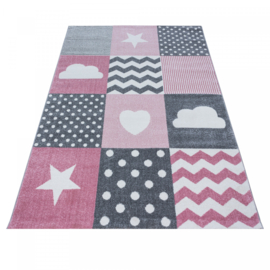 Kindervloerkleed VKW  Patchwork 'Kids Story Christina' Roze