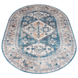 Vloerkleed  Vintage 'Laria Blue 4' Blauw/Beige Ovaal