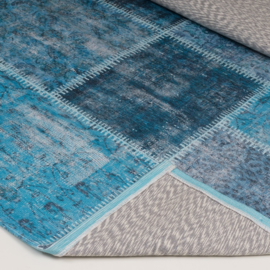 Vloerkleed Patchwork 'Mijnen' Turquoise