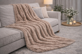 Kleed/Plaid VKW 'Blush' Taupe 150x200cm