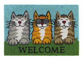 Kokosmat Ruco Print Welcome Cats Multikleur 40x60cm