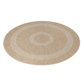 Vloerkleed VKW Outdoor/Indoor 'Pasir' Naturel/Wit Rond