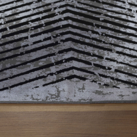 Vloerkleed VKW Grafisch Modern 'Viscose Look' Grijs/Zwart