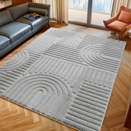 Vloerkleed VKW Scandinavisch 3D Effect 'Logit' Grijs