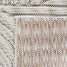 Vloerkleed VKW Scandinavisch 3D Effect 'Lunea' Crème Rond