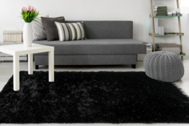 Vloerkleed Shaggy Hoogpolig "Twist" Zwart