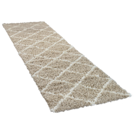 Vloerkleed VKW Scandinavisch Hoogpolig 'Lux Lines' Beige