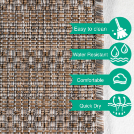 Vloerkleed VKW Effen Outdoor/Indoor 'Placencia' Beige/Grijs