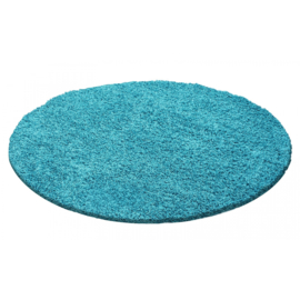 Vloerkleed VKW Hoogpolig Shaggy 'Dreamliner' Turquoise Rond