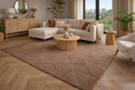 Vloerkleed VKW Scandinavisch 3D Effect 'Linea' Beige
