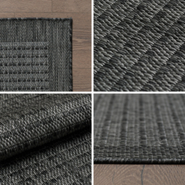 Vloerkleed VKW Effen Outdoor/Indoor 'Donna' Zwart