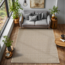 Vloerkleed VKW Laagpolig Effen 'Lucy' Beige