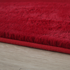 Vloerkleed VKW Effen Hoogpolig 'Teddy Fuzzy' Rood