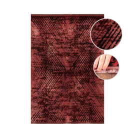 Vloerkleed VKW Grafisch Modern 'Viscose Look' Rood/Zwart