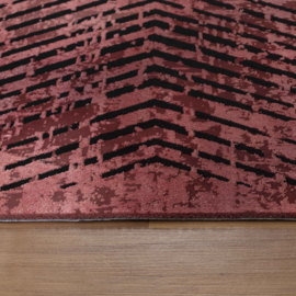 Vloerkleed VKW Grafisch Modern 'Viscose Look' Rood/Zwart