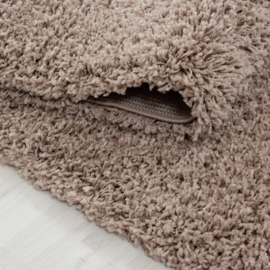 Vloerkleed VKW Hoogpolig Shaggy 'California' Beige Rond