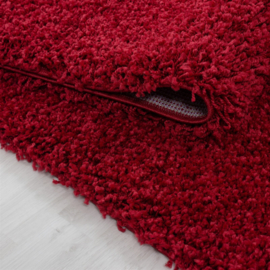 Vloerkleed VKW Hoogpolig Shaggy 'California' Rood Rond