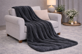 Kleed/Plaid VKW 'Blush' Graphite 150x200cm