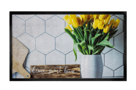 Schoonloop Deurmat Home Sweet Home Tulips Image 45x75cm