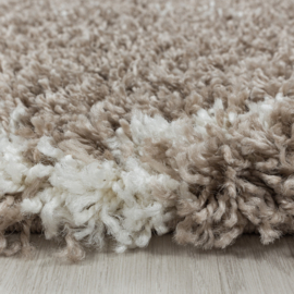 Vloerkleed VKW Hoogpolig Shaggy 'Elesta' Beige Rond