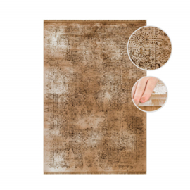Vloerkleed VKW Vintage 'Viscose Look' Koper/Zwart