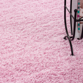 Vloerkleed VKW Hoogpolig Shaggy 'California' Roze Rond