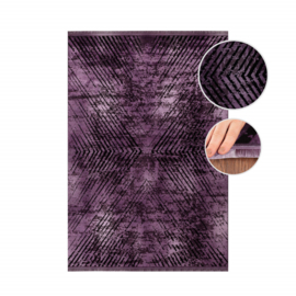 Vloerkleed VKW Grafisch Modern 'Viscose Look' Lilac/Zwart