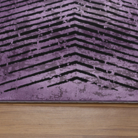 Vloerkleed VKW Grafisch Modern 'Viscose Look' Lilac/Zwart