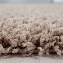 Vloerkleed VKW Hoogpolig Shaggy 'California' Beige Rond