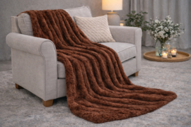 Kleed/Plaid VKW 'Blush' Choco Bruin 150x200cm