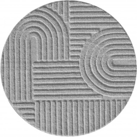 Vloerkleed VKW Scandinavisch 3D Effect 'Logit' Grijs Rond