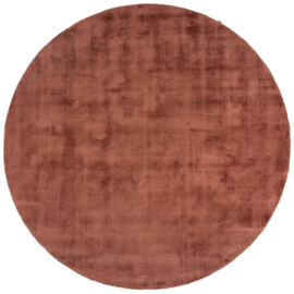 Vloerkleed Effen 'Viscose Dark' Terracotta Rond