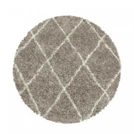 Vloerkleed VKW Hoogpolig Shaggy 'Elesta' Beige Rond