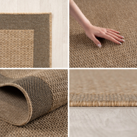 Vloerkleed VKW Effen Outdoor/Indoor 'Nolan' Beige/Zwart