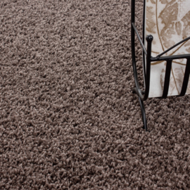 Vloerkleed VKW Hoogpolig Shaggy 'California' Taupe Rond