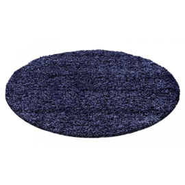 Vloerkleed VKW Hoogpolig Shaggy 'California' Navy/Blauw Rond