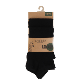 BASSET sneakersok bamboo 2 pak zwart