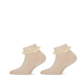 YELLOW MOON sneakersokje met kantje 28131 beige melee 2-pack