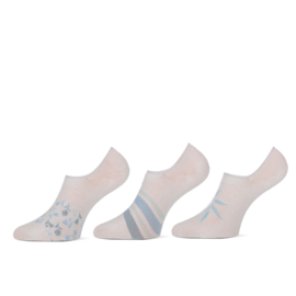Teckel 13187 invisible sneakersokken 3 paar wit met printje lichtblauw