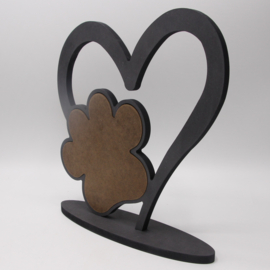 Hart met sublimatiehondenpoot in standaard groot