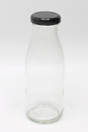 Glazen fles met zwarte dop 250ml