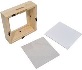 Spaarpot lijst 13x13x4cm plexiglas