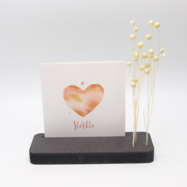 plankje breed 15x6,5cm voor foto of kaart met gleuf 10cm voor droogbloemen zwart