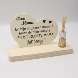 plankje hart met mini parfumflesje